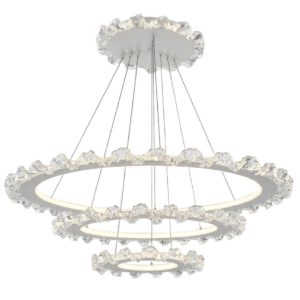 LAMPARA COLGANTE 3 ANILLOS CRISTALIZADOS 3 TONOS