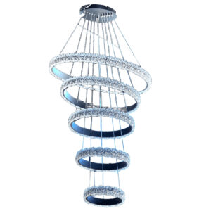 LAMPARA COLGANTE 5 ANILLOS DE CRISTAL 3 TONOS