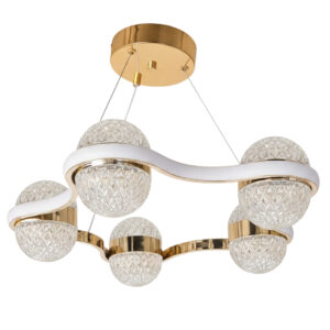 LAMPARA COLGANTE MUNDOS DE CRISTAL 5 ESFERAS 3 TONOS