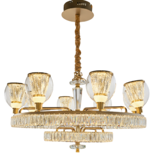 LAMPARA COLGANTE 8 COPAS DE CRISTAL