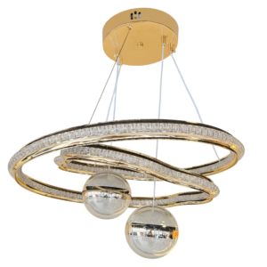 LAMPARA COLGANTE PISTA DORADA CON ESFERA 3 TONOS