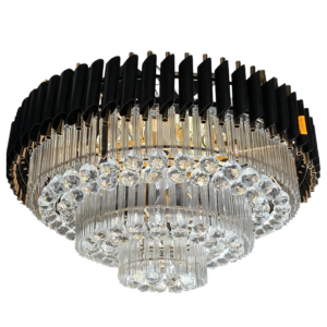 LAMPARA COLGANTE CANDELABRO DE CRISTAL NEGRA 3 TONOS